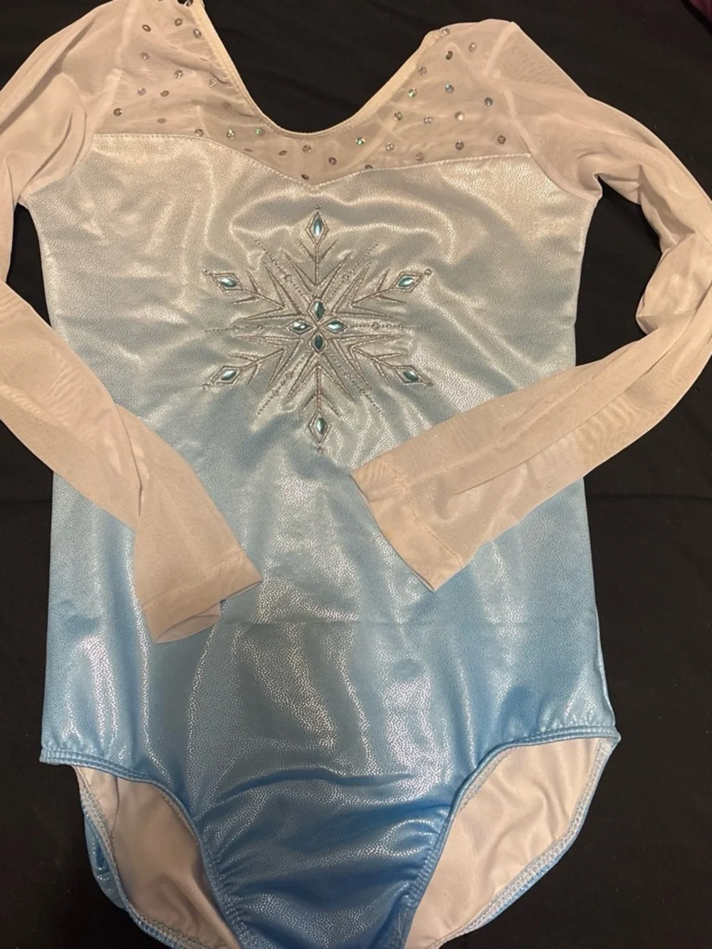 Girls Light Blue Snowflake Ice Princess Costume Leotard
